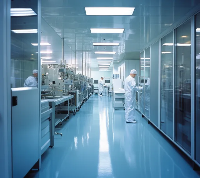 Clean room facility with controlled environment and air filtration systems